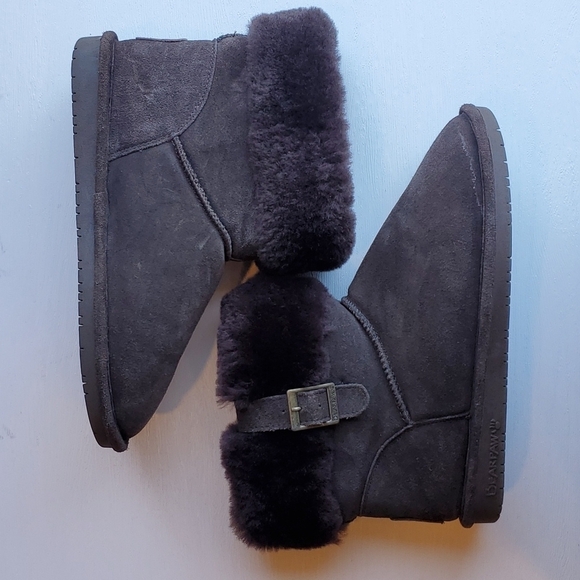 Bearpaw Dark Brown Abby Suede Upper Winter Boots 10 - Picture 3 of 7